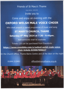 Enjoy an evening with the Oxford Welsh Male Voice Choir @ St Mary's Church, Thame
