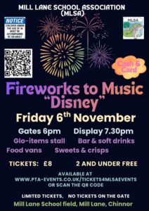 Mill Lane Fireworks to Music' Disney @ Mill Lane School Field, Mill Lane, Chinnor